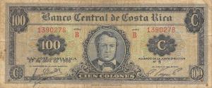 p233b from Costa Rica: 100 Colones from 1965