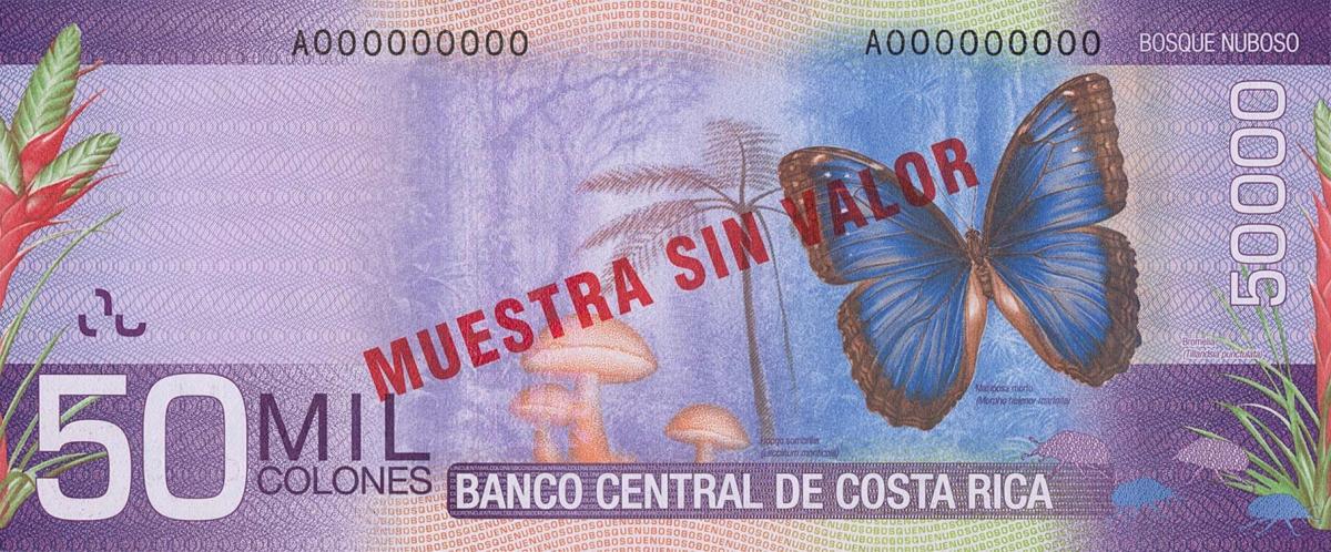 Back of Costa Rica p279s: 50000 Colones from 2010