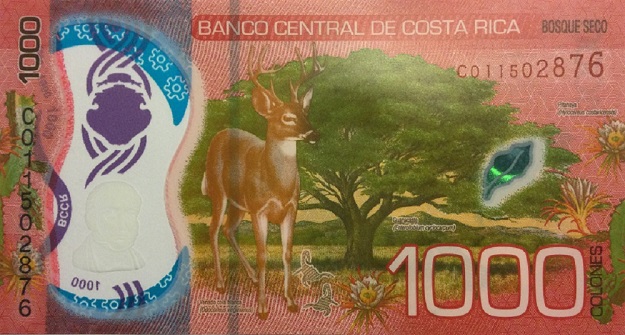 Back of Costa Rica p280: 1000 Colones from 2018