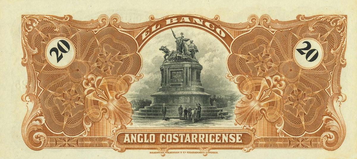 Back of Costa Rica pS124s2: 20 Colones from 1909