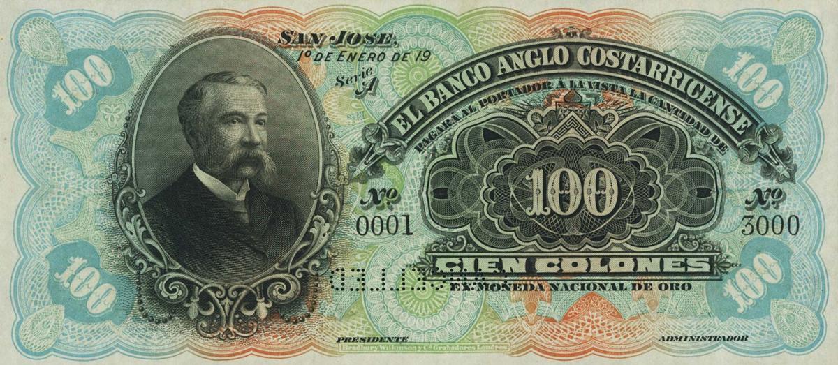 Front of Costa Rica pS126s: 100 Colones from 1904