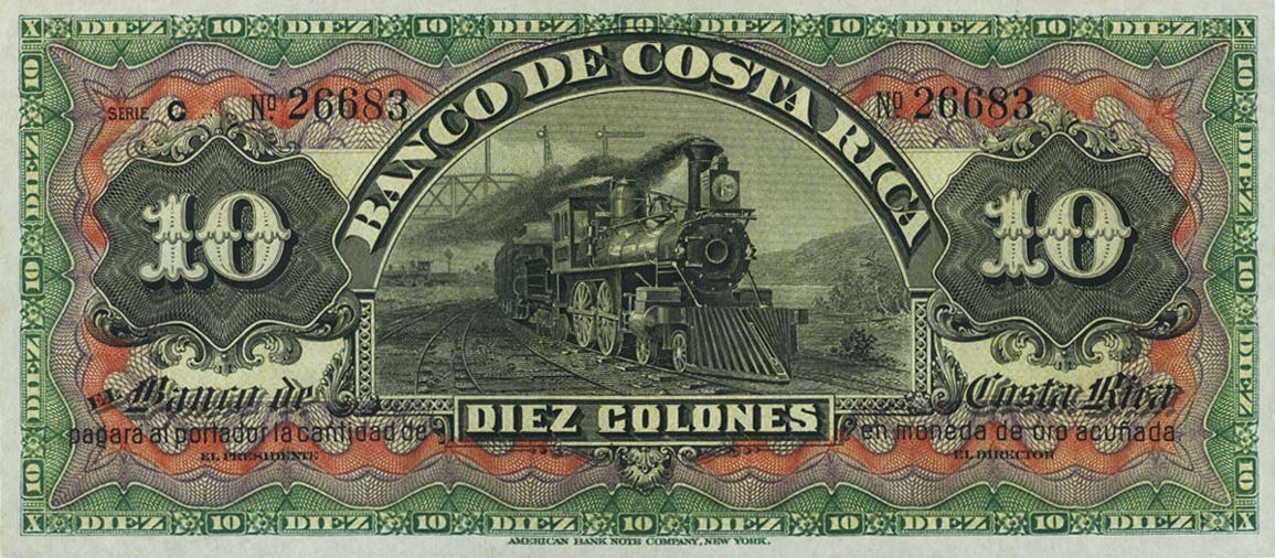 Front of Costa Rica pS174r: 10 Colones from 1901