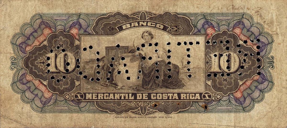 RealBanknotes.com > Costa Rica pS202a: 10 Colones from 1910