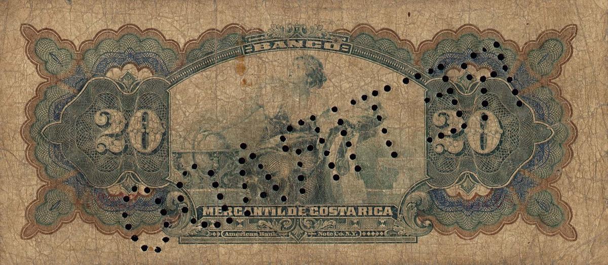 Back of Costa Rica pS203a: 20 Colones from 1910