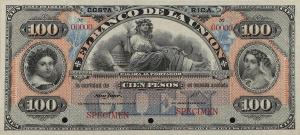 pS227s from Costa Rica: 100 Pesos from 1886