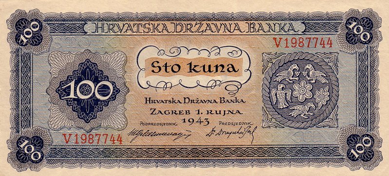 Front of Croatia p11a: 100 Kuna from 1943