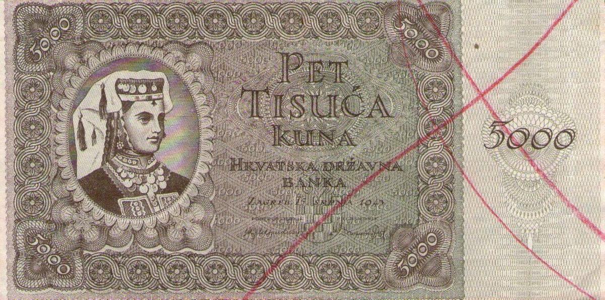 Front of Croatia p14r: 5000 Kuna from 1943
