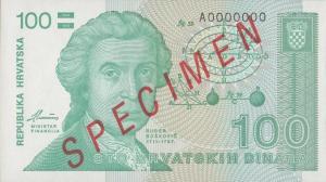 p20s from Croatia: 100 Dinara from 1991 p20s from Croatia: 100 Dinara from 1991