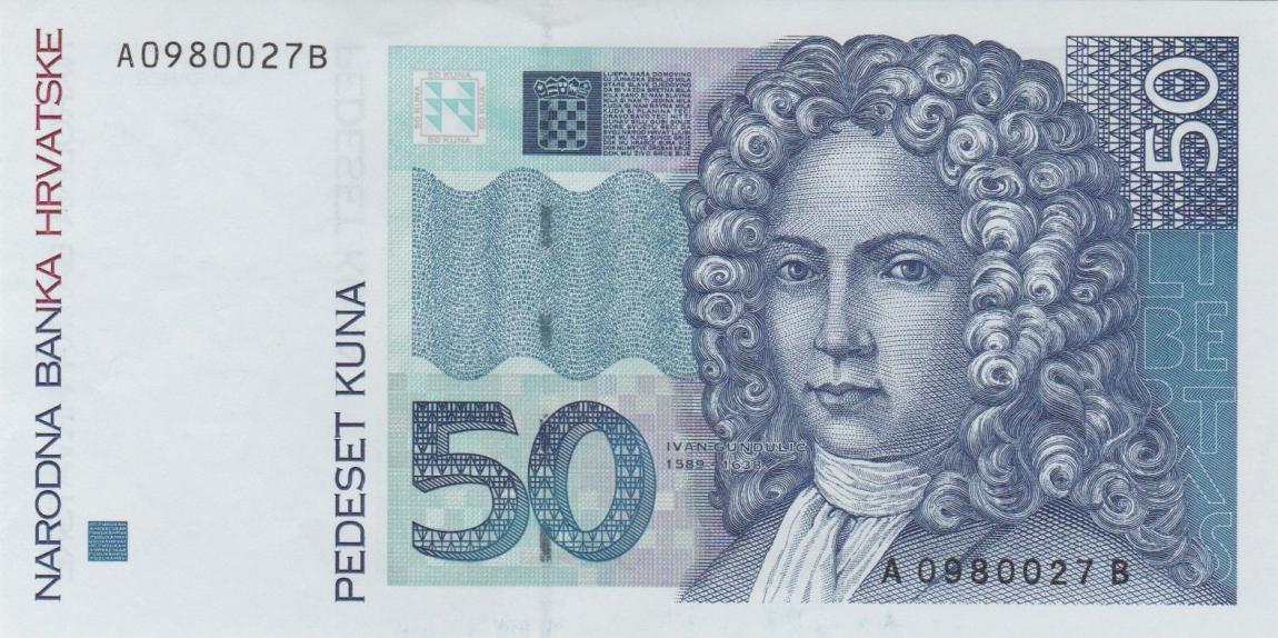 Front of Croatia p31a: 50 Kuna from 1993