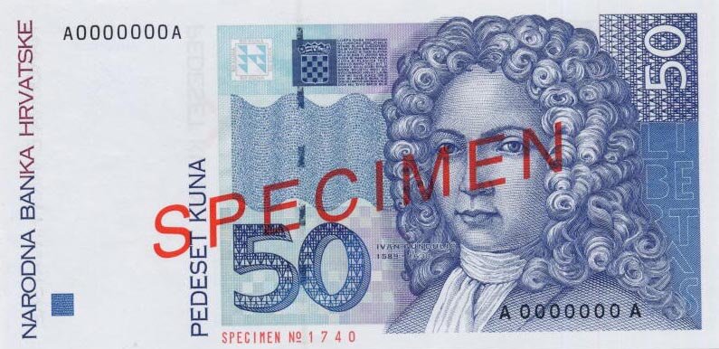 Front of Croatia p31s: 50 Kuna from 1993