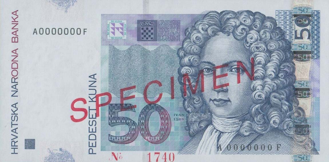 Front of Croatia p40s: 50 Kuna from 2002