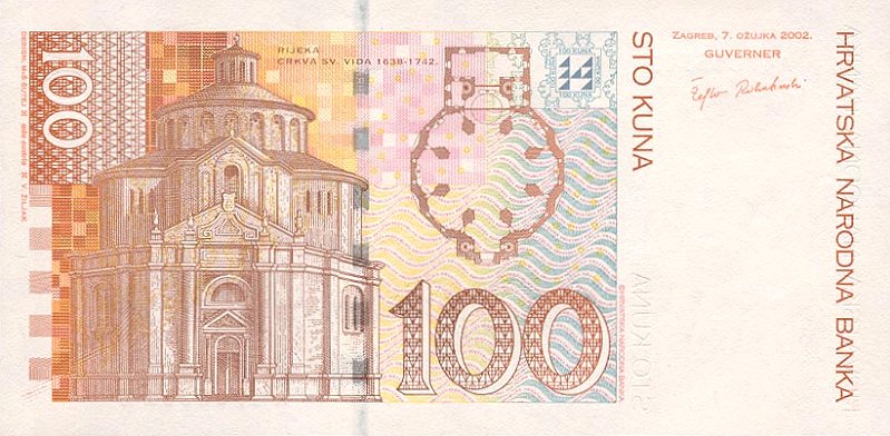 Back of Croatia p41a: 100 Kuna from 2001