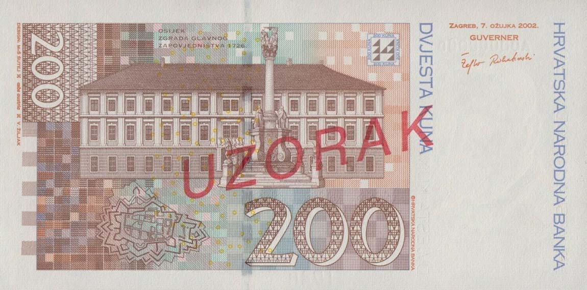 Back of Croatia p42s: 200 Kuna from 2002