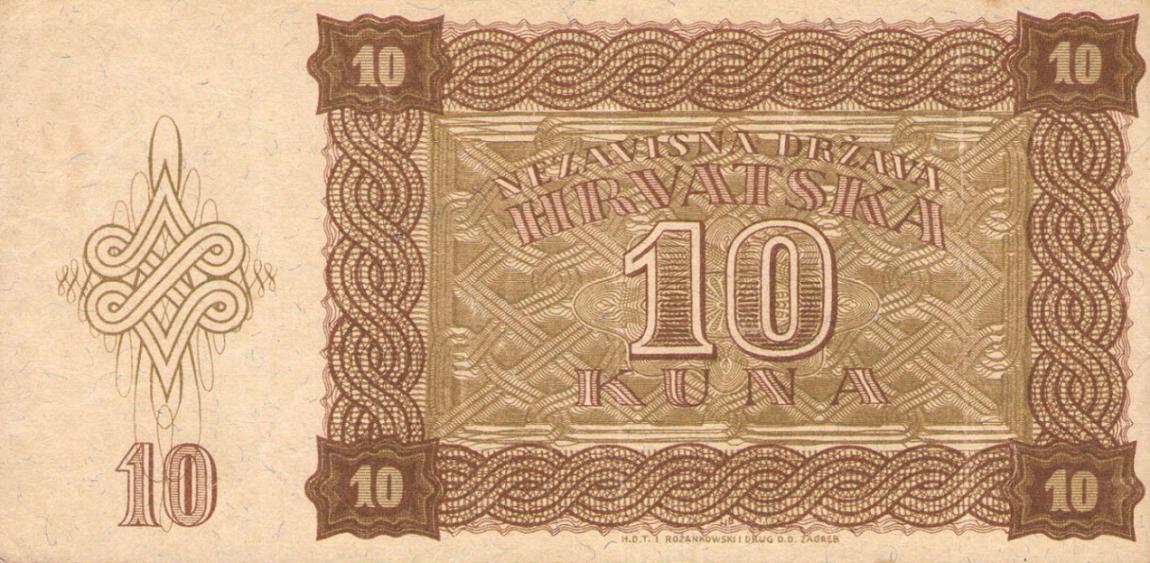 Back of Croatia p5a: 10 Kuna from 1941