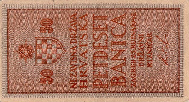 Front of Croatia p6b: 50 Banica from 1942