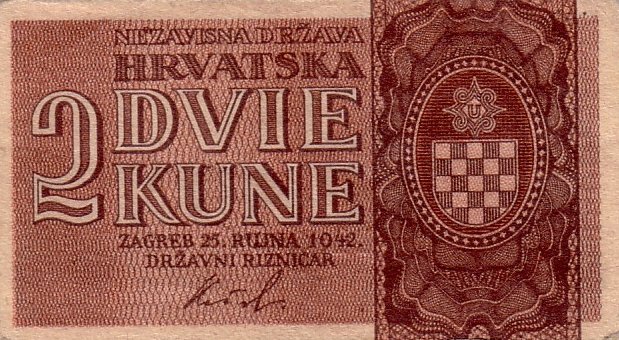 Front of Croatia p8b: 2 Kuna from 1942