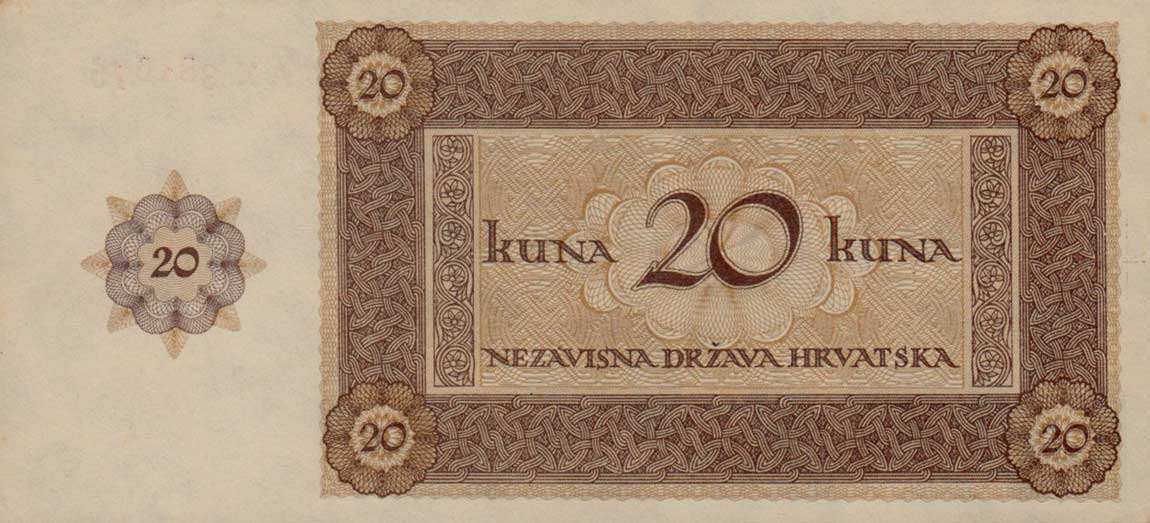 Back of Croatia p9b: 20 Kuna from 1944