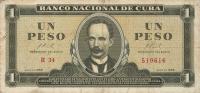 p100a from Cuba: 1 Peso from 1966