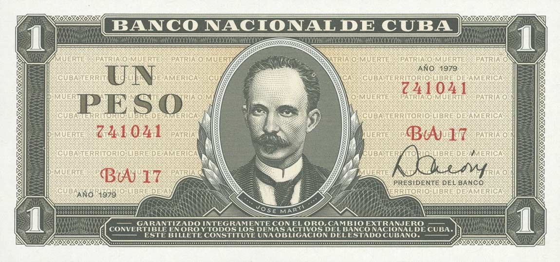 Front of Cuba p102b: 1 Peso from 1978