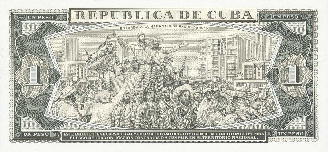 Back of Cuba p102d: 1 Peso from 1988