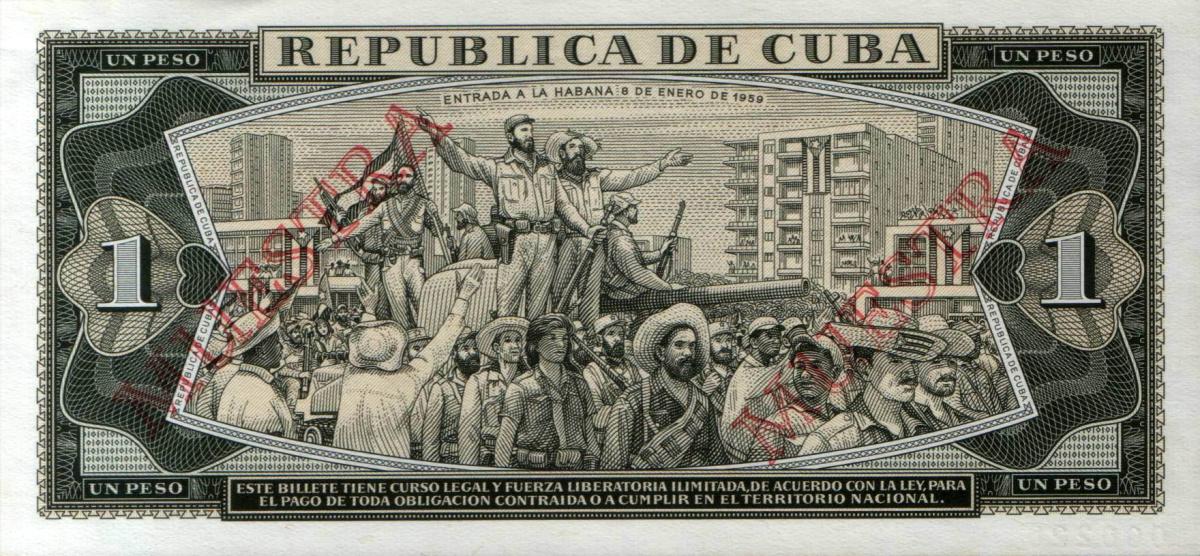 Back of Cuba p102s3: 1 Peso from 1988