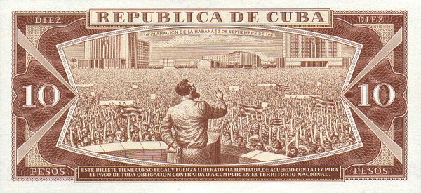 Back of Cuba p104d: 10 Pesos from 1988