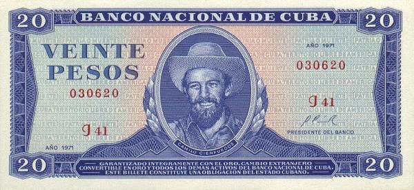 Front of Cuba p105a: 20 Pesos from 1971