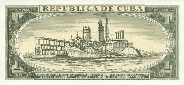 Back of Cuba p106a: 1 Peso from 1975