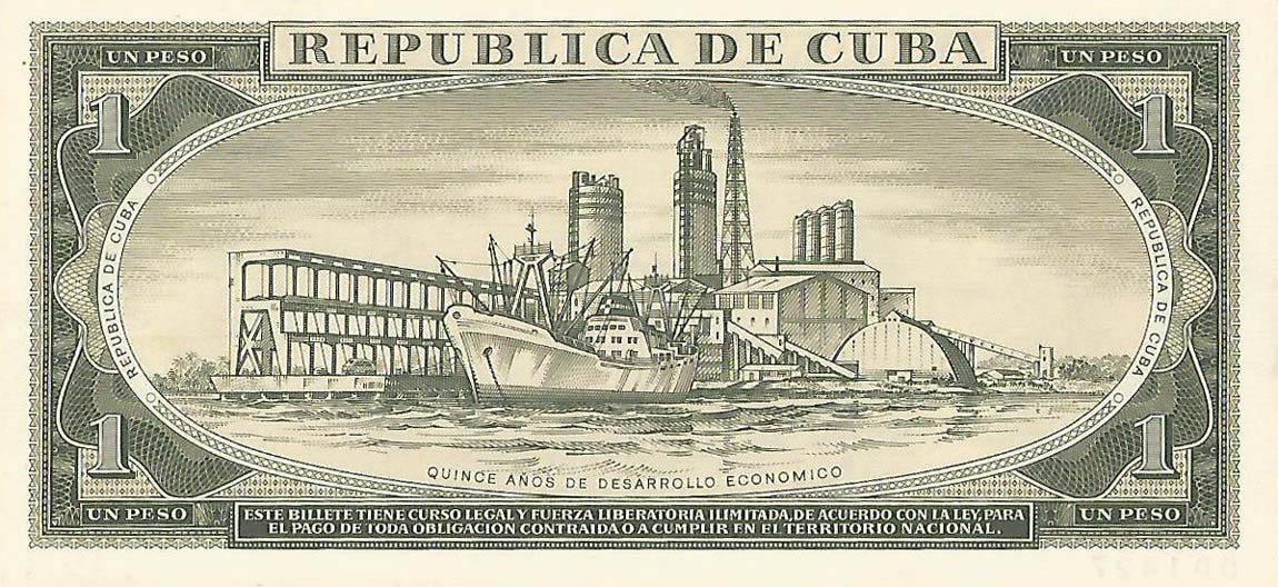 Back of Cuba p106s: 1 Peso from 1975