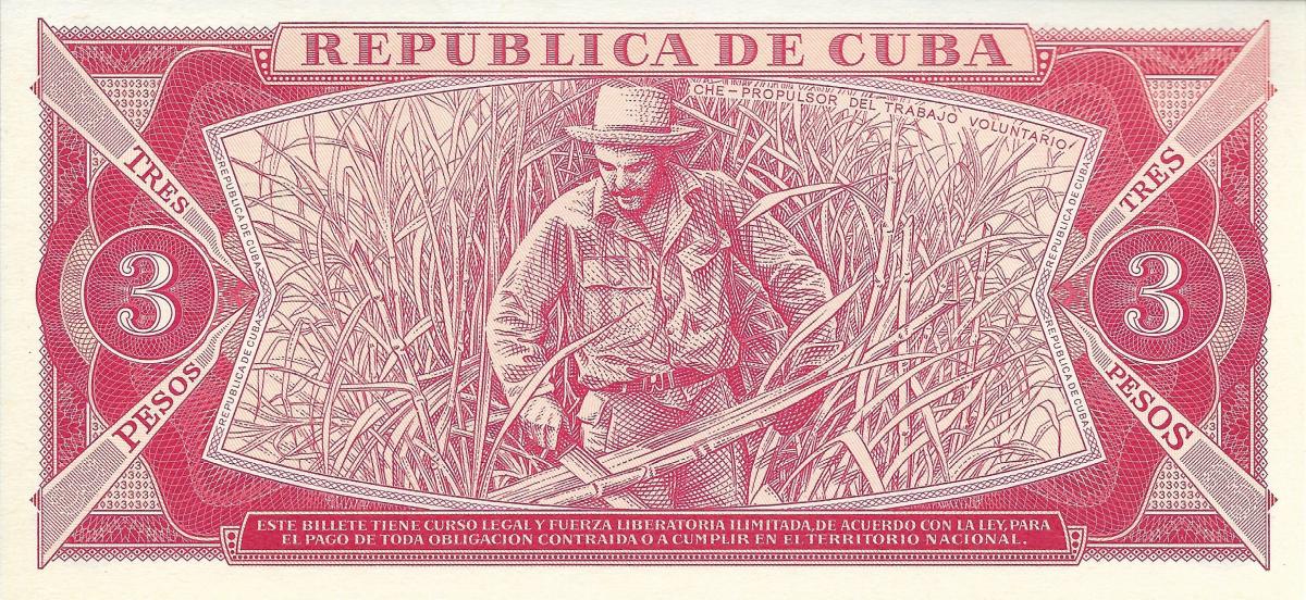 Back of Cuba p107a: 3 Pesos from 1983