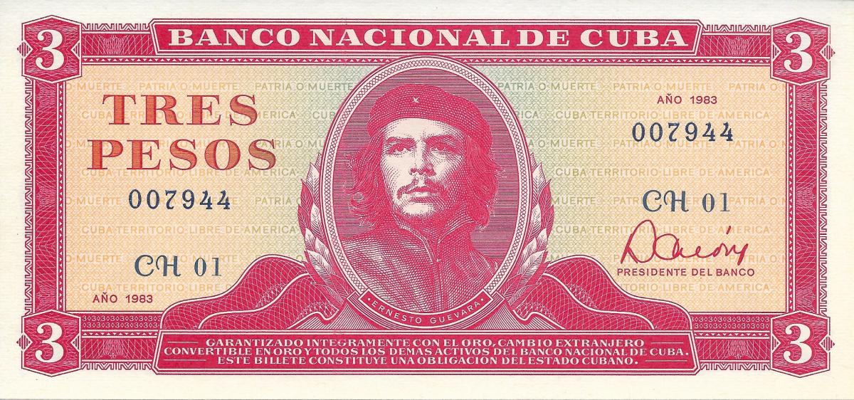 Front of Cuba p107a: 3 Pesos from 1983