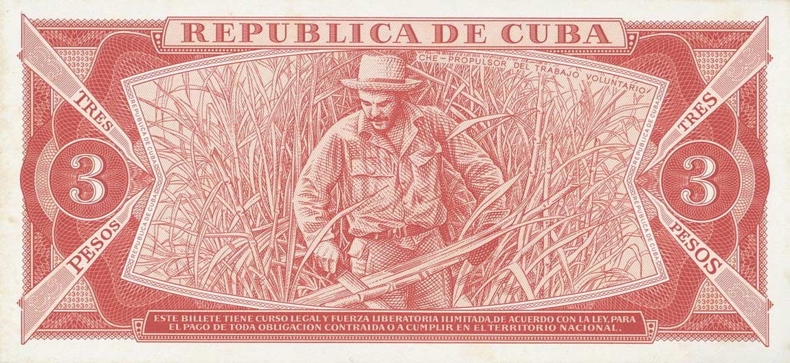 Back of Cuba p107b: 3 Pesos from 1988