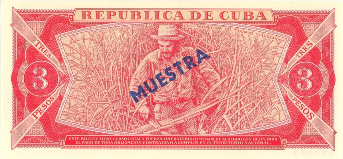 Back of Cuba p107s1: 3 Pesos from 1983
