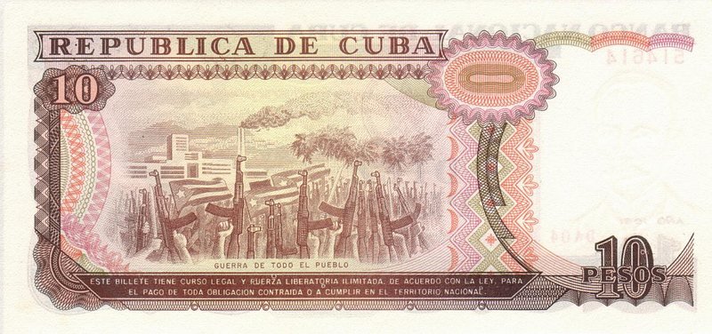 Back of Cuba p109a: 10 Pesos from 1991
