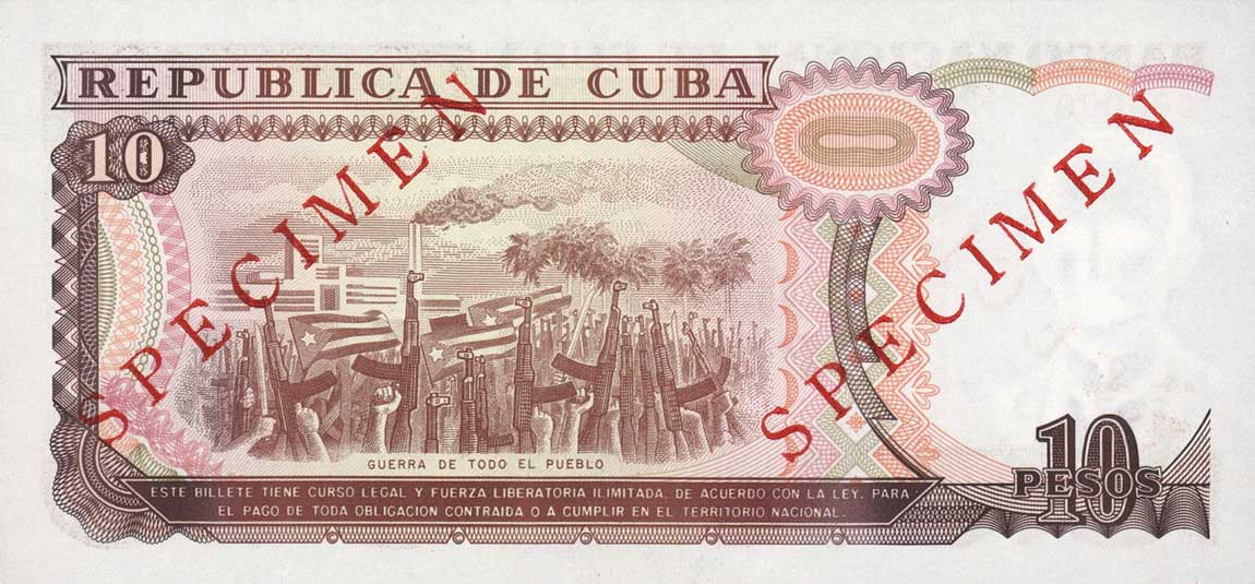Back of Cuba p109s: 10 Pesos from 1991