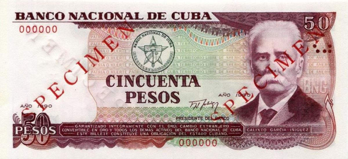 Front of Cuba p111s: 50 Pesos from 1990