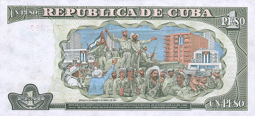 Back of Cuba p112: 1 Peso from 1995