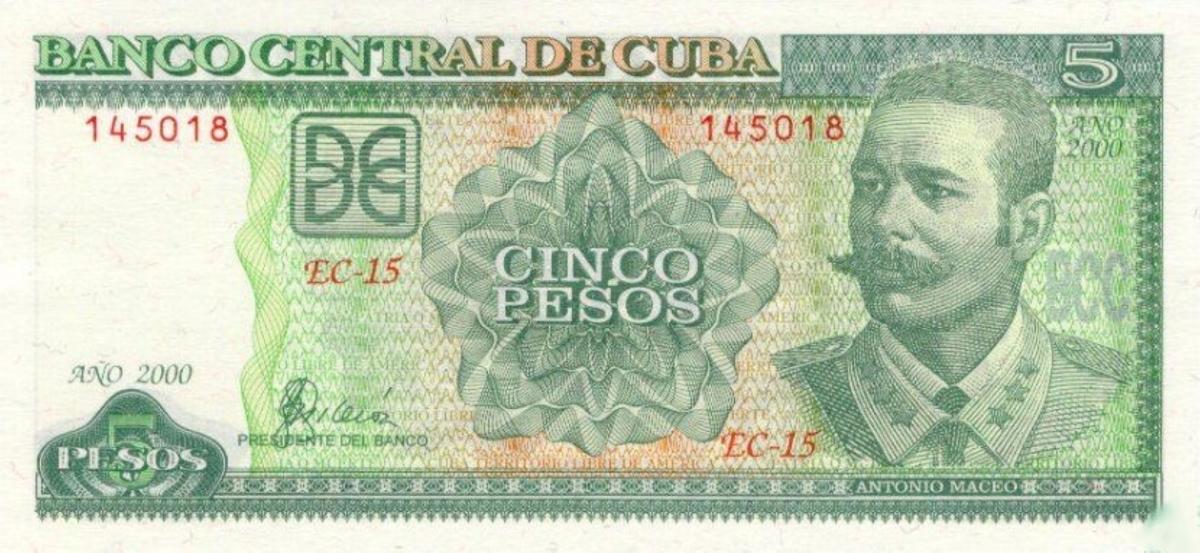 Front of Cuba p116c: 5 Pesos from 2000