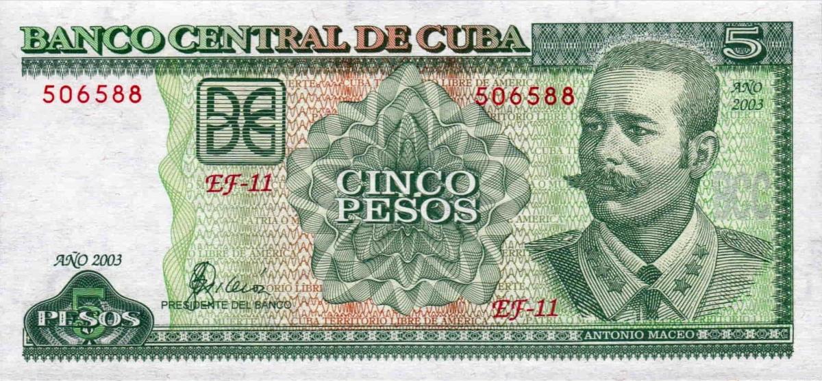 Front of Cuba p116f: 5 Pesos from 2003