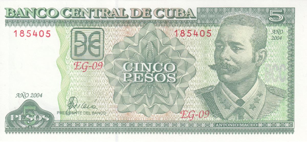 Front of Cuba p116g: 5 Pesos from 2004