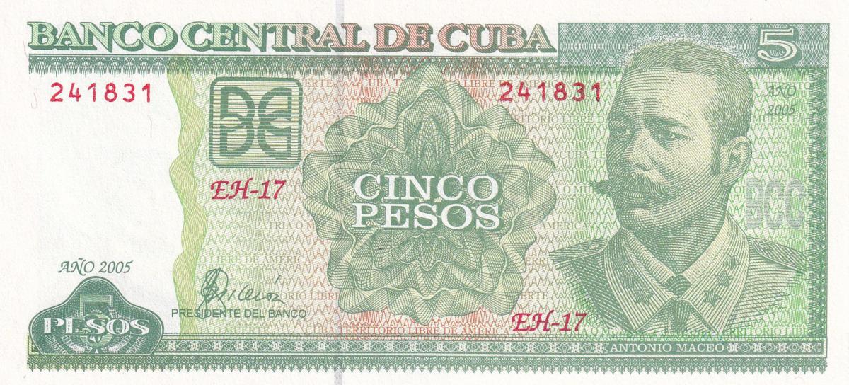 Front of Cuba p116h: 5 Pesos from 2005