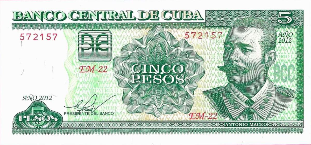 Front of Cuba p116m: 5 Pesos from 2012