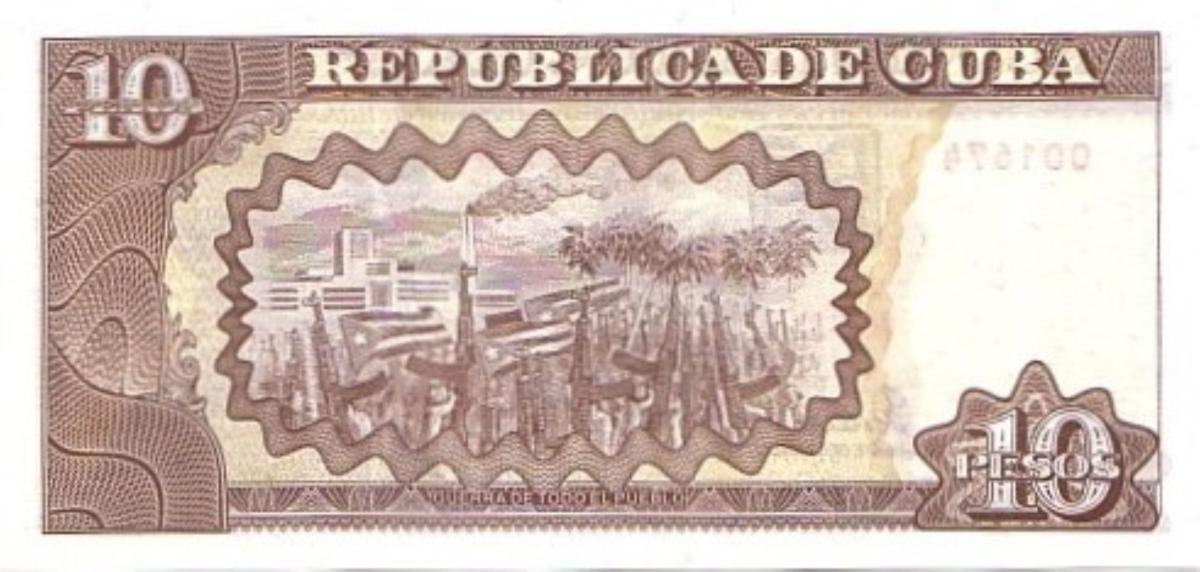 Back of Cuba p117e: 10 Pesos from 2002