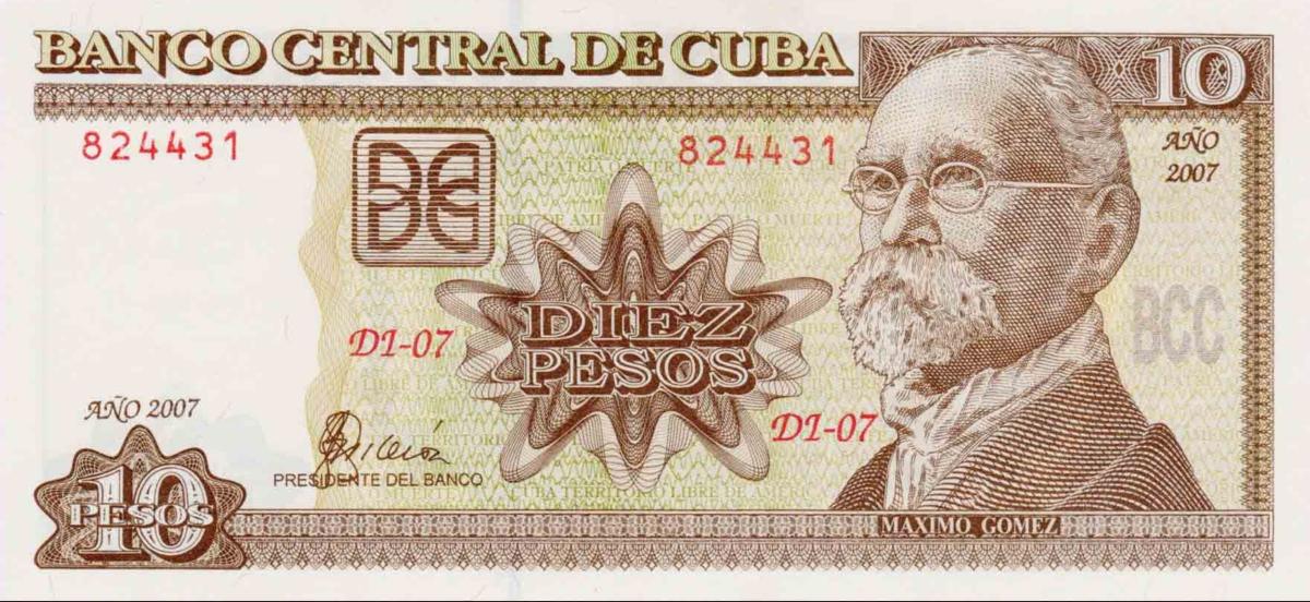 Front of Cuba p117i: 10 Pesos from 2007