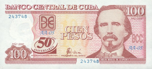 Front of Cuba p120: 100 Pesos from 2000