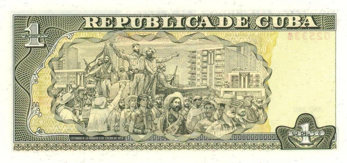 Back of Cuba p121a: 1 Peso from 2001