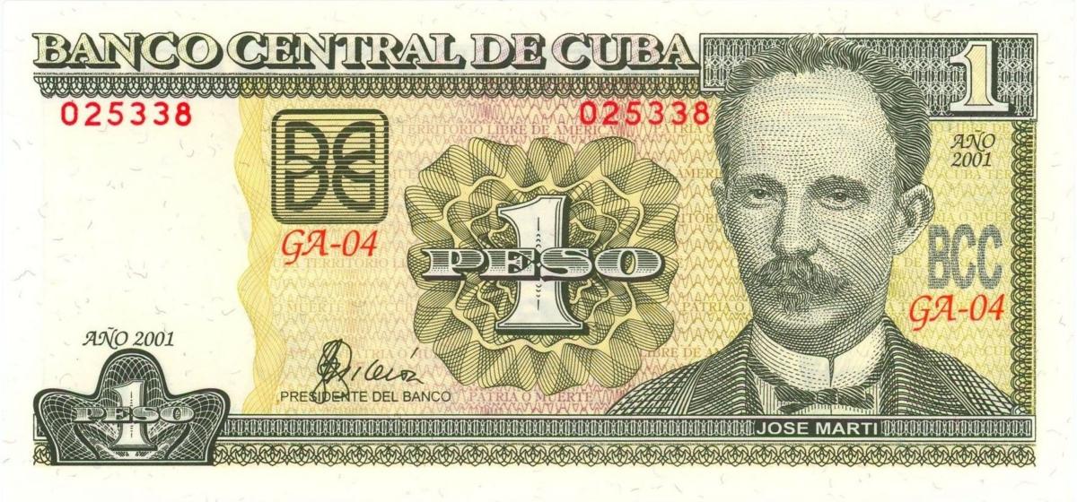 Front of Cuba p121a: 1 Peso from 2001