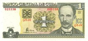 p121a from Cuba: 1 Peso from 2001