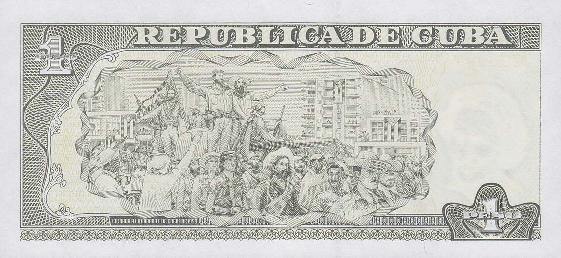 Back of Cuba p128b: 1 Peso from 2007
