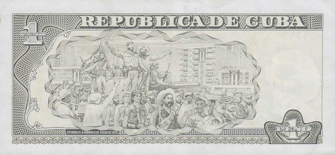 Back of Cuba p128d: 1 Peso from 2009